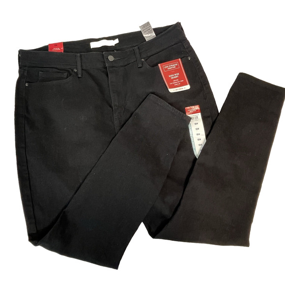 Levi Strauss Signature Black Jeans Women's Plus sz 18 High Rise Skinny Stretch - Picture 1 of 7